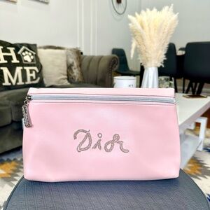 Dior Pink Cosmetic Bag with Silver Accents